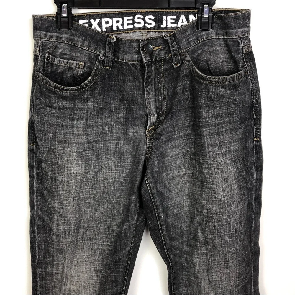 Express Mens Gray Slim Low Rise Bootcut Rocco Jeans 32x34 - Picture 4 of 6